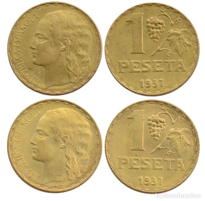 Monedas de Espa&ntilde;a: 1 PESETA 1937 DOS PIEZAS