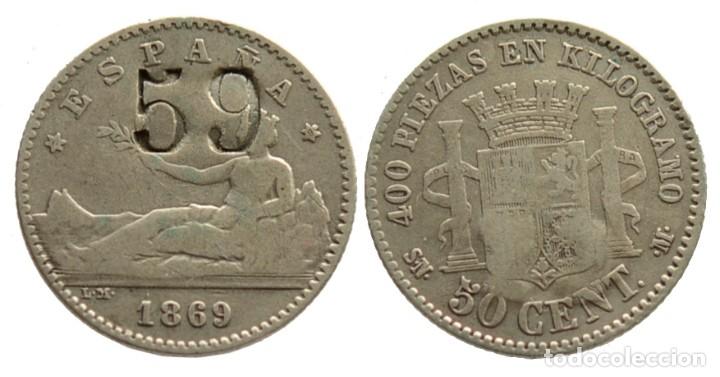 M&uuml;nzen von Spanien: 50 CENTIMOS 1869*1869-SNM RESELLO
