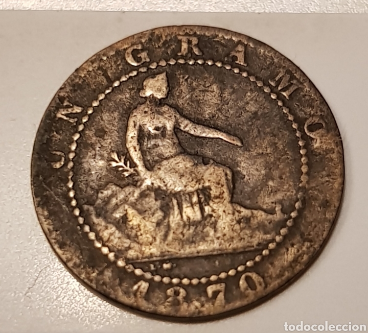 Monedas de Espa&ntilde;a: Moneda de 1 c&eacute;ntimo Primera rep&uacute;blica 1870. - Foto 1
