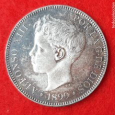 Monedas de España: MONEDA PLATA 5 PESETAS DURO DE PLATA 1899 PATINA ESTRELLAS VISIBLES 18 99 EBC ORIGINAL D2767A. Lote 204444422