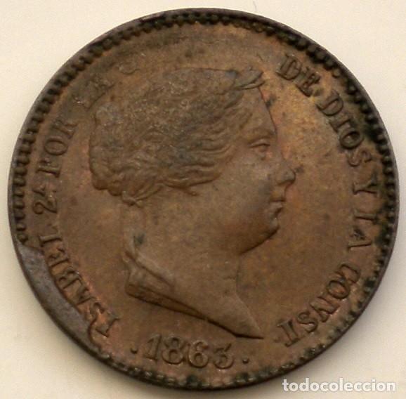 Monedas de Espa&ntilde;a: 10 C&eacute;ntimos de Real - Isabel II - 1863 - Segovia - Foto 1