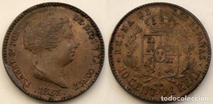 Monedas de Espa&ntilde;a: 10 C&eacute;ntimos de Real - Isabel II - 1863 - Segovia - Foto 3