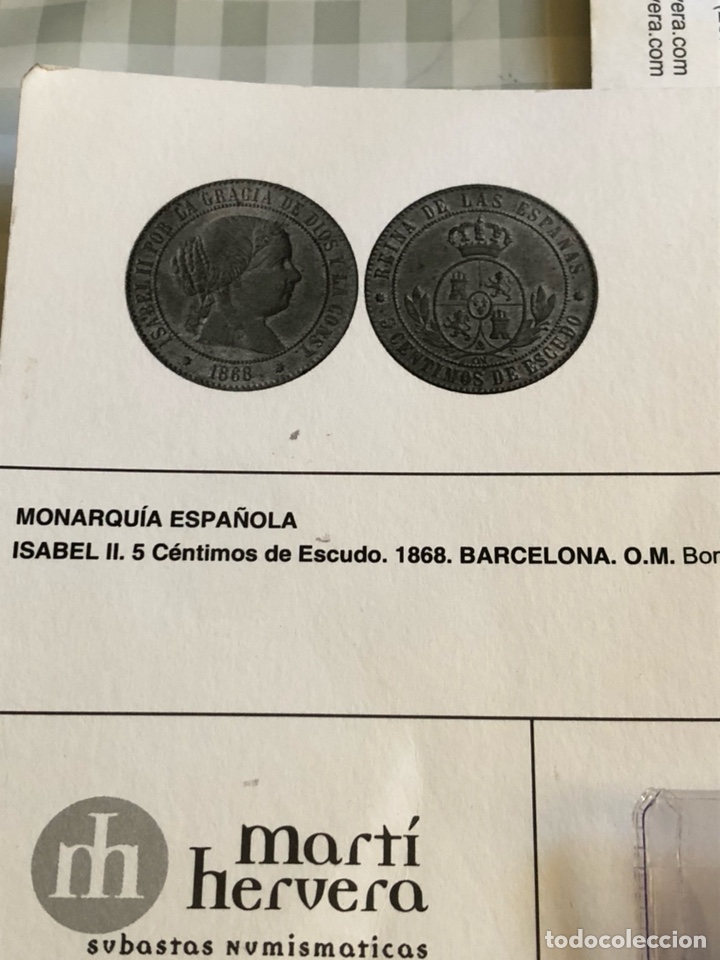Monedas de España: Isabel II 5 céntimos de escudo 1868 OM SC - Foto 3 - 218256563