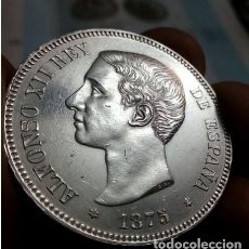 Monedas de España: ESPAÑA 5 PESETAS ALFONSO XII ..1875.ESTRELLAS * 18* 75 .PLATA. EBC+.BRILLO ORIGINAL.. Lote 205733341