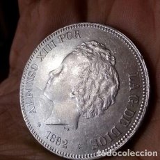 Monedas de España: 5 PESETAS ALFONSO XIII 1892 PG M .* 18* 92 ..EBC +.SC --...BRILLO ORIGINAL. Lote 205789921