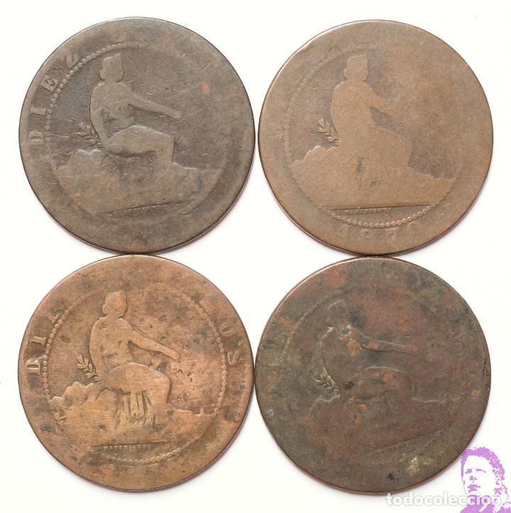 M&uuml;nzen von Spanien: LOTE 4 MONEDAS CIEN PIEZAS 10 CENTIMOS A&Ntilde;O 1870 Ref. 058