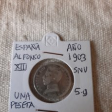 Monedas de España: ESPAÑA UNA PESETA PLATA 1903 SNV ALFONSO XIII 5 GRAMOS NUMISMÁTICA COLISEVM