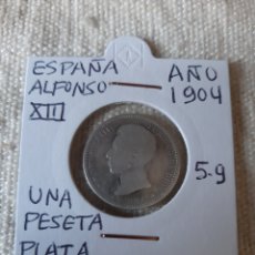 Monedas de España: 1904 ESPAÑA ALFONSO XIII UNA PESETA PLATA 5 GRAMOS NUMISMÁTICA COLISEVM