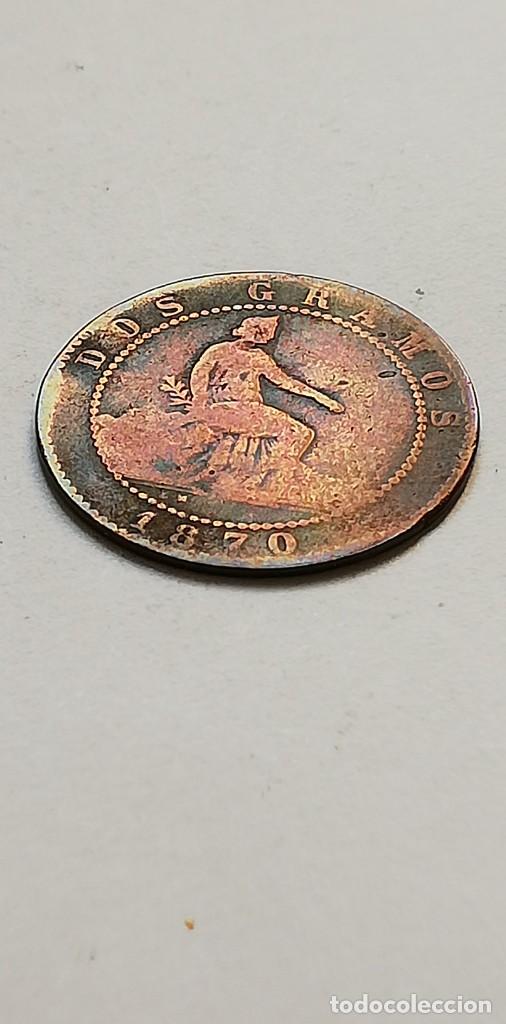Moedas de Espanha: 2 c&eacute;ntimos 1870