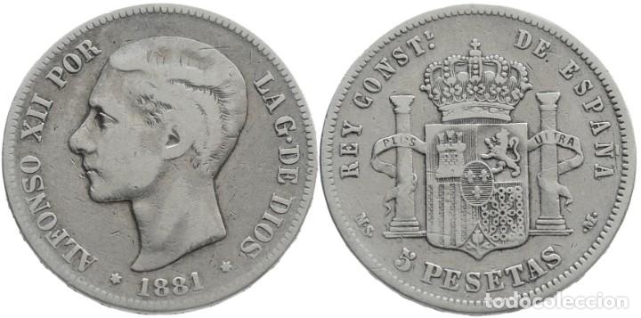 Monedas de Espa&ntilde;a: ALFONSO XII 5 PESETAS 1881-MSM - Foto 1