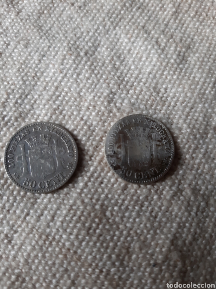 Monedas de Espa&ntilde;a: 1869 y 1870 Espa&ntilde;a 50 c&eacute;ntimos plata NUMISM&Aacute;TICA COLISEVM - Foto 2