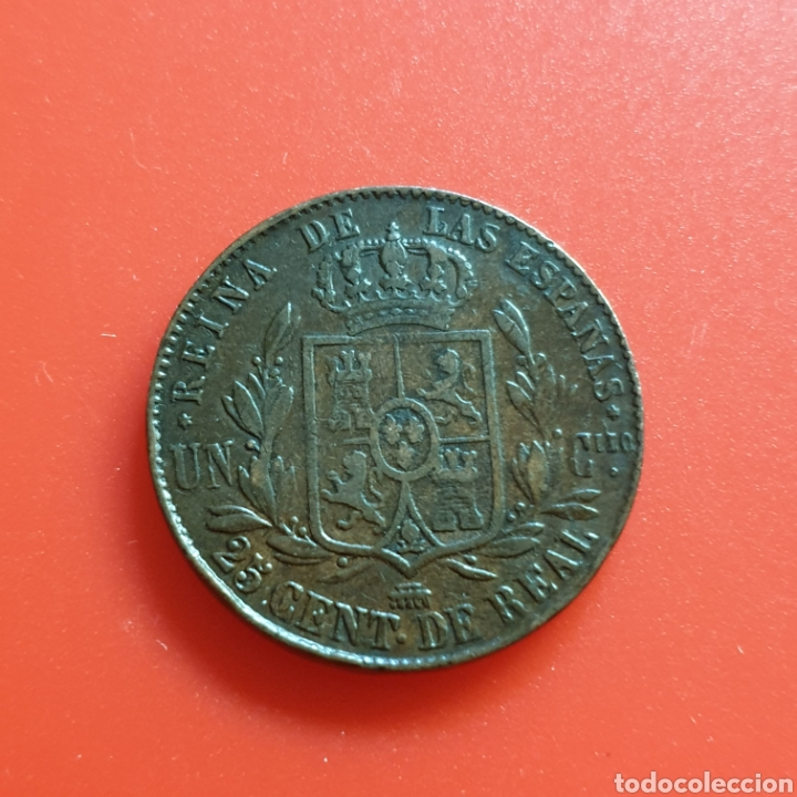 Monedas de Espa&ntilde;a: Isabel II &ndash; 25 centimos de Real 1860 Segovia - Foto 2