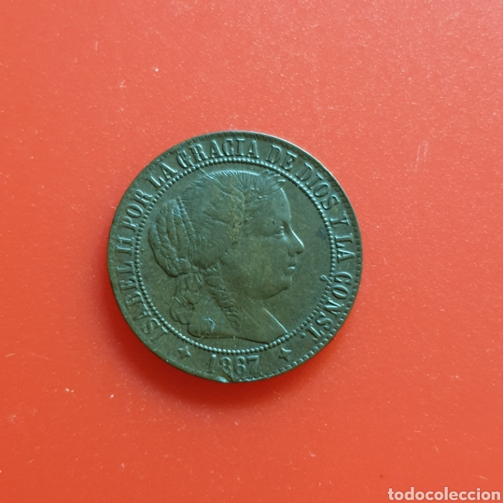 Monedas de Espa&ntilde;a: Isabel II &ndash; 1 centimo de escudo 1867 Segovia - Foto 1