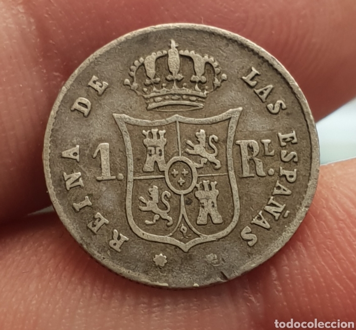 Monedas de Espa&ntilde;a: 1 REAL 1855 ISABEL II BARCELONA - Foto 2