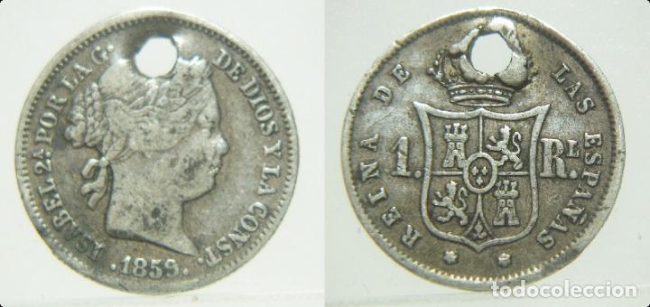 Monedas de Espa&ntilde;a: Moneda de Isabel II 1 Real 1859 Madrid Plata - Foto 1