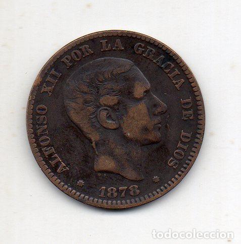 Monedas de Espa&ntilde;a: Alfonso XII. 10 C&eacute;ntimos. A&ntilde;o 1878. - Foto 1