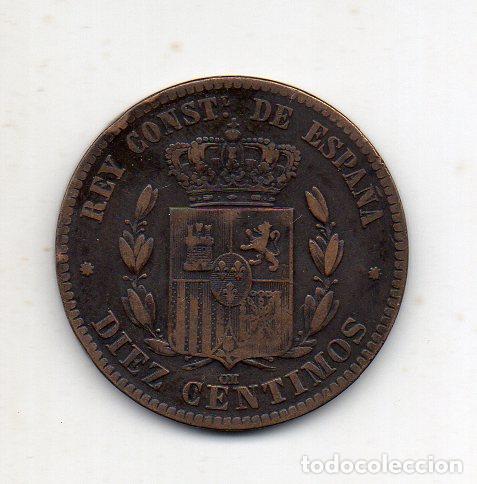 Monedas de Espa&ntilde;a: Alfonso XII. 10 C&eacute;ntimos. A&ntilde;o 1878. - Foto 2