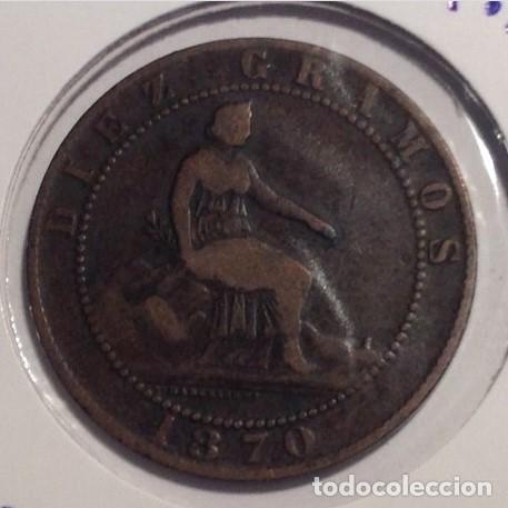 Monedas de Espa&ntilde;a: MONEDA ESPA&Ntilde;A...10 CENTIMOS.. 1870..cobre.. MBC - Foto 1