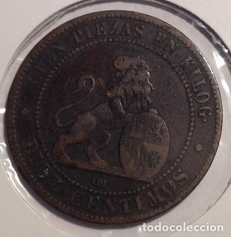 Monedas de Espa&ntilde;a: MONEDA ESPA&Ntilde;A...10 CENTIMOS.. 1870..cobre.. MBC - Foto 2
