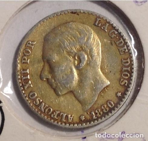 Monedas de Espa&ntilde;a: MONEDA ESPA&Ntilde;A ...50 CENTIMOS... PLATA 1880...DORADA - Foto 1