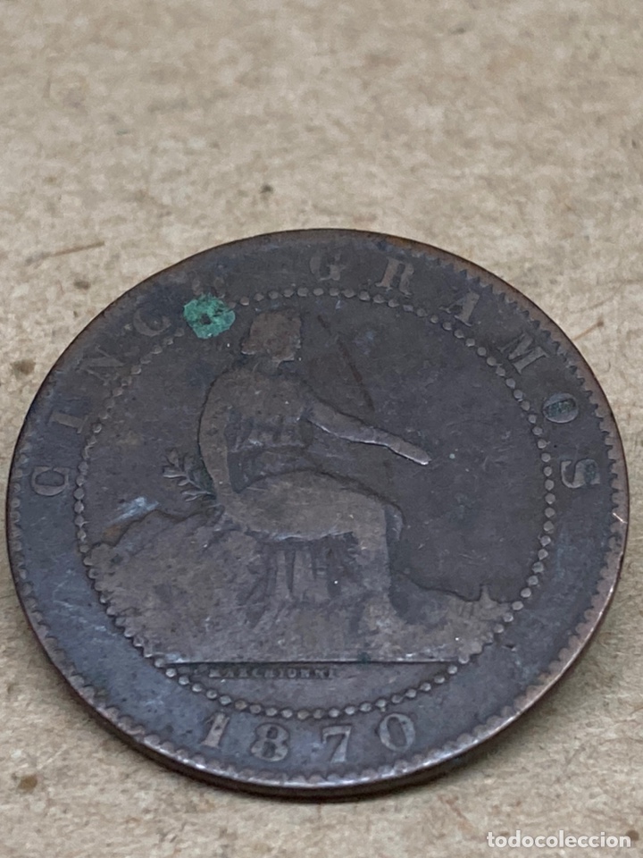Monedas de Espa&ntilde;a: Moneda 5 c&eacute;ntimos a&ntilde;o 1870 - Foto 1