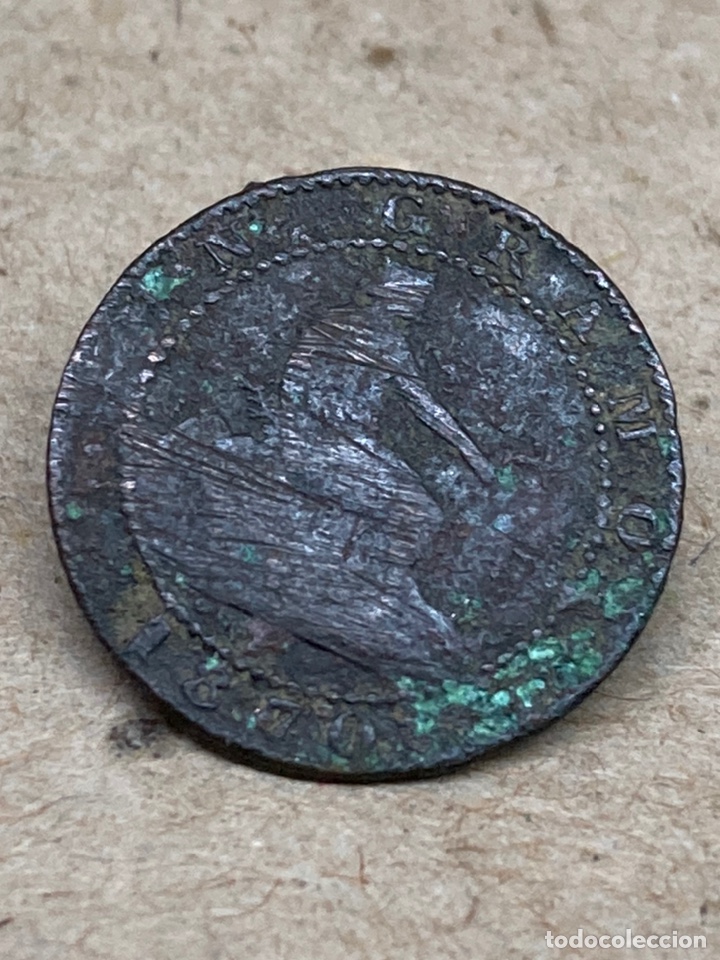 Monedas de Espa&ntilde;a: Moneda de 1 c&eacute;ntimo a&ntilde;o 1870 - Foto 2