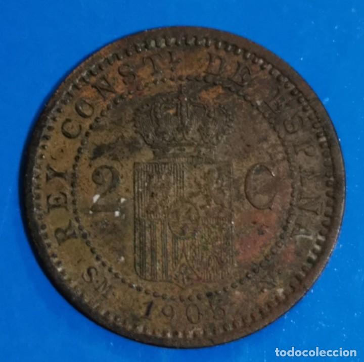 Monedas de Espa&ntilde;a: 2 centimos alfonso xiii 1905 - Foto 2