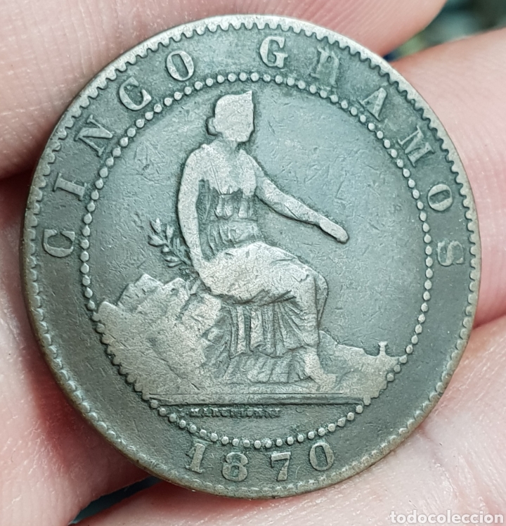 Moedas de Espanha: 5 CENTIMOS 1870 GOBIERNO PROVISIONAL