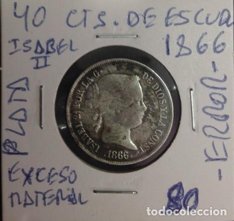 Monedas de Espa&ntilde;a: MONEDA 40 CENT.DE ESCUDO ..1866..ISABEL II.ERROR..exceso de material..plata - Foto 1