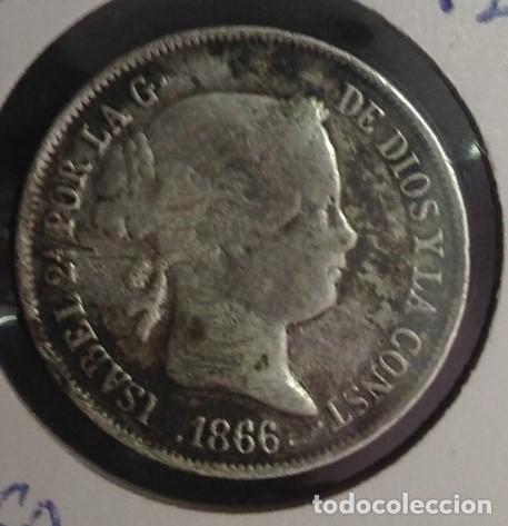 Monedas de Espa&ntilde;a: MONEDA 40 CENT.DE ESCUDO ..1866..ISABEL II.ERROR..exceso de material..plata - Foto 2