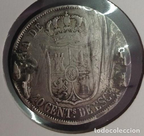 Monedas de Espa&ntilde;a: MONEDA 40 CENT.DE ESCUDO ..1866..ISABEL II.ERROR..exceso de material..plata - Foto 3
