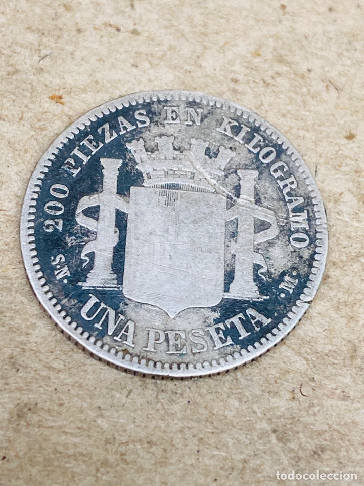 Monedas de Espa&ntilde;a: Moneda de plata una peseta 1869 - Foto 2