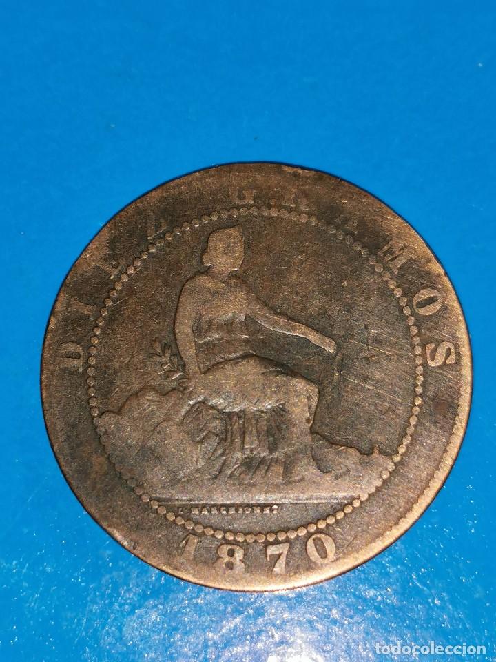 Monedas de Espa&ntilde;a: MONEDA DE 10 CENTIMOS GOBIERNO PROVISIONAL 1870 - Foto 2