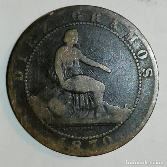 Monedas de Espa&ntilde;a: MONEDA DE 10 CENTIMOS GOBIERNO PROVISIONAL 1870 - Foto 2