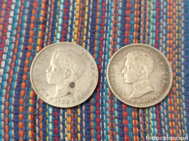 Münzen von Spanien: X- DOS BONITAS PESETAS ALFONSO XIII 1900 Y 1903 CON ESTRELLAS