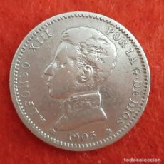 Monedas de España: MONEDA PLATA ALFONSO XIII 1 PESETA 1905 ESTRELLAS VISIBLES 18 0 MBC+ ESCASA ORIGINAL B41. Lote 219504970