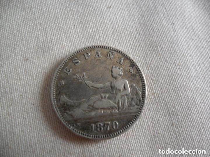 Monedas de España: MONEDA EN PLATA DE DOS PESETAS 1870 - Foto 2 - 219963038