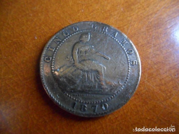 Monedas de Espa&ntilde;a: MONEDA EN COBRE 5 C&Eacute;NTIMOS 1870 - Foto 2