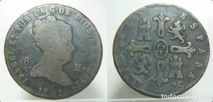 Monedas de Espa&ntilde;a: MONEDA DE ISABEL II 8 MARAVEDIS SEGOVIA 1841 - Foto 1