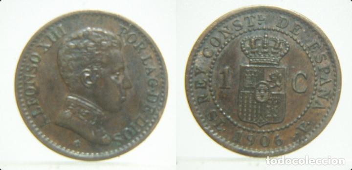 Monedas de Espa&ntilde;a: MONEDA DE ALFONSO XIII 1 CENTIMO DE 1906 * 6 SLV - Foto 1