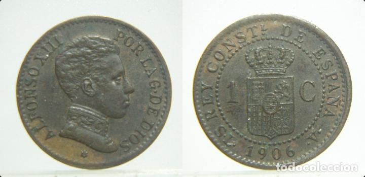 Monedas de Espa&ntilde;a: MONEDA DE ALFONSO XIII 1 CENTIMO DE 1906 * 6 SLV - Foto 1