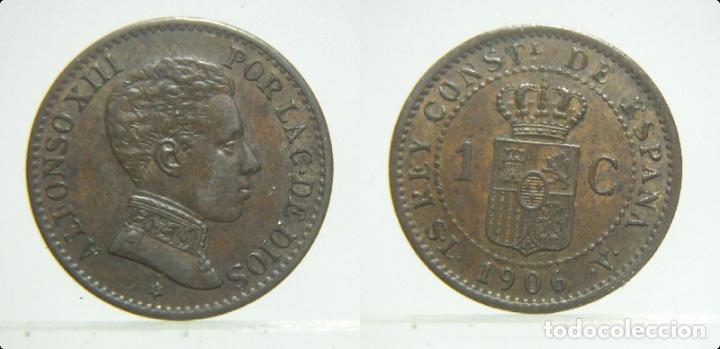 Monedas de Espa&ntilde;a: MONEDA DE ALFONSO XIII 1 CENTIMO DE 1906 * 6 SLV - Foto 1