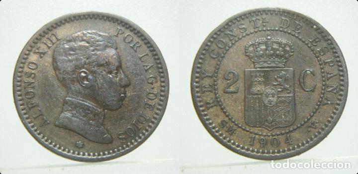Monedas de Espa&ntilde;a: MONEDA DE ALFONSO XIII 2 CENTIMOS DE 1904 * 04 - Foto 1