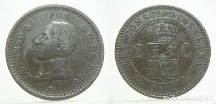 Monedas de Espa&ntilde;a: MONEDA DE ALFONSO XIII 2 CENTIMOS DE 1912 * 12 - Foto 1
