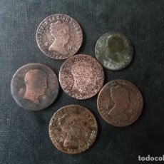 Monedas de España: CONJUNTO DE 6 PIEZAS DE 8 Y 4 MARAVEDIS FERNANDO VII E ISABEL II. Lote 221668768