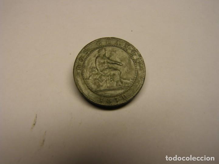 Monedas de Espa&ntilde;a: Moneda 2 c&eacute;ntimos Gobierno provisional, a&ntilde;o 1870. - Foto 2