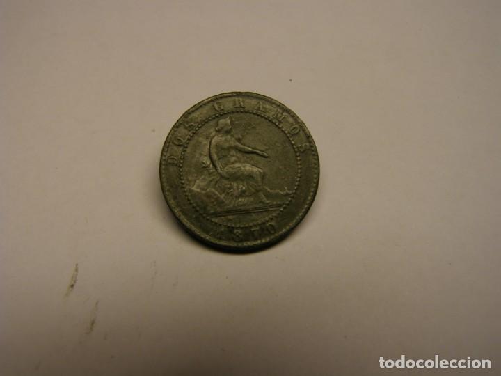 Monedas de Espa&ntilde;a: Moneda 2 c&eacute;ntimos Gobierno provisional, a&ntilde;o 1870. - Foto 3