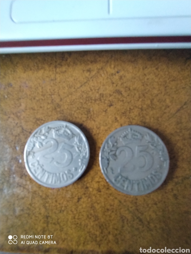 Monedas de Espa&ntilde;a: Par de 25 c&eacute;ntimos 1925 ALFONSO XIII - Foto 2