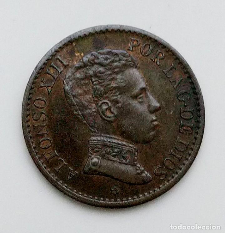Monedas de España: ANTIGUA MONEDA DE ESPAÑA UN CENTIMO ALFONSO XIII 1906 (ERROR TROQUEL ROTO)