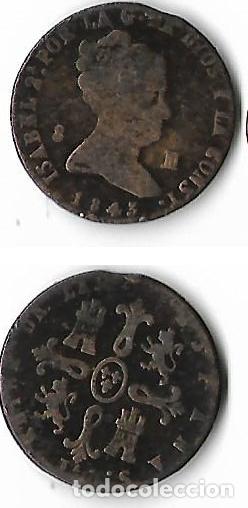 Monedas de Espa&ntilde;a: ISABEL 2&ordf; 1843 8 MARAVEDIS CECA JUBIA MBC - Foto 1